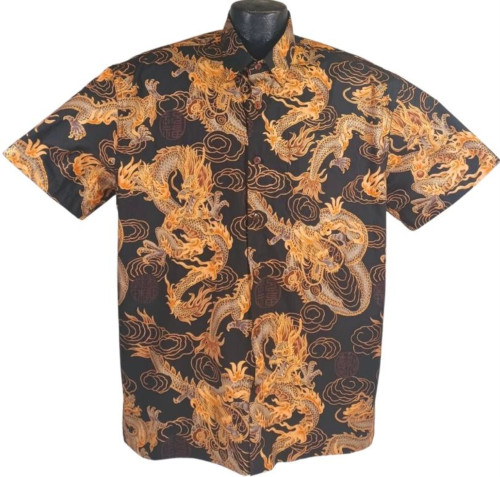 Chinese Golden Dragon Hawaiian Shirt- Made in USA- Cotton